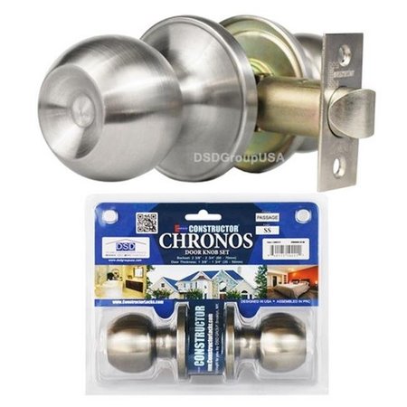 CONSTRUCTOR Constructor Chronos Passage Door Lever Lock Set Knob Handle Set; Stainless Steel CON-CHR-SS-PS